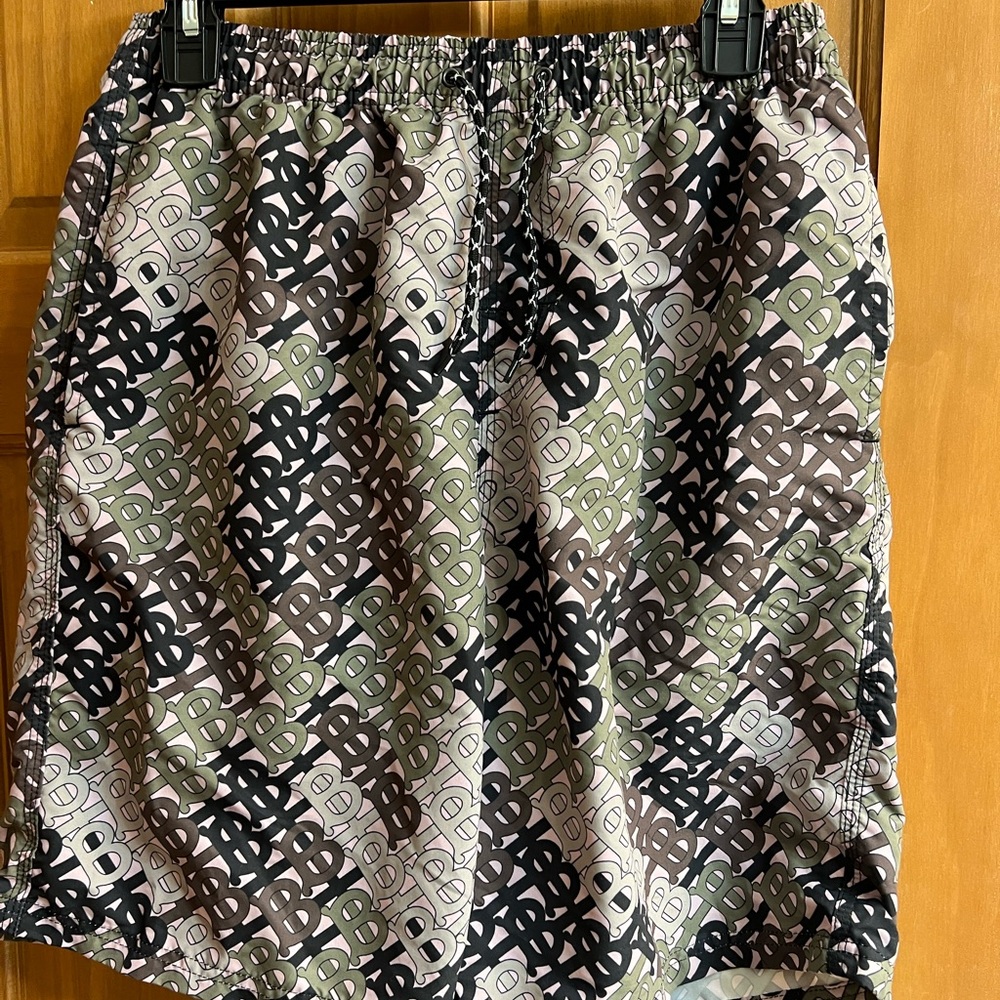 Burberry Black and Green Swim Trunks